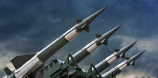 missiles against a dark sky