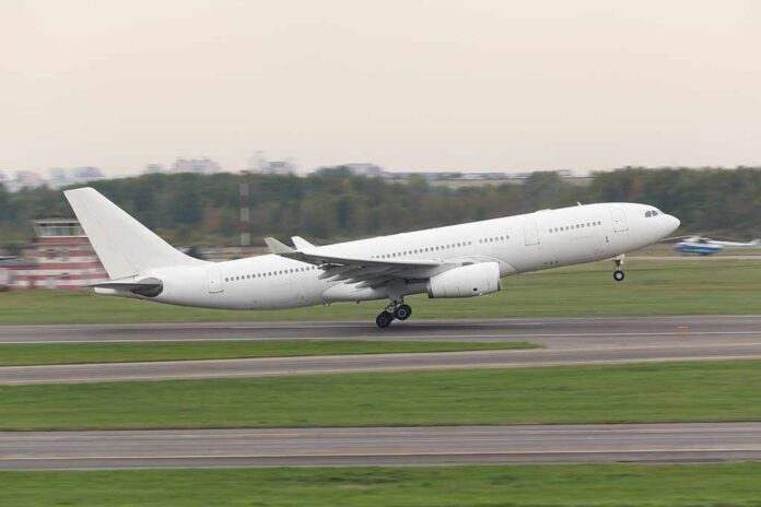 airplane leaving from the runway