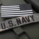 U.S. Navy patch with black-and-white American flag.