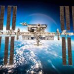 International Space Station orbiting above Earth.