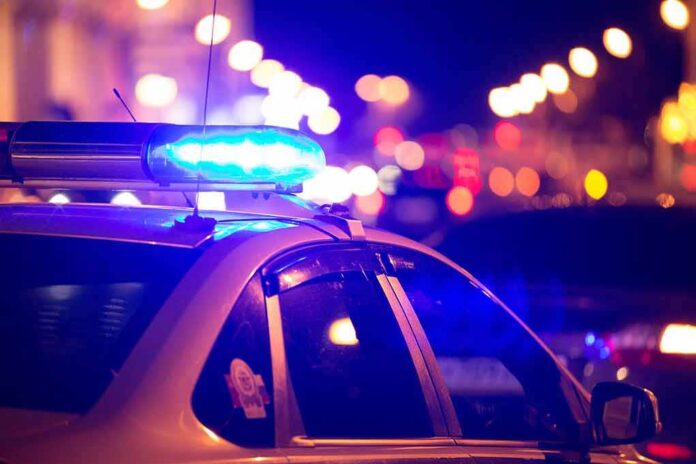 448997113 featured image Police car with blue lights at night.