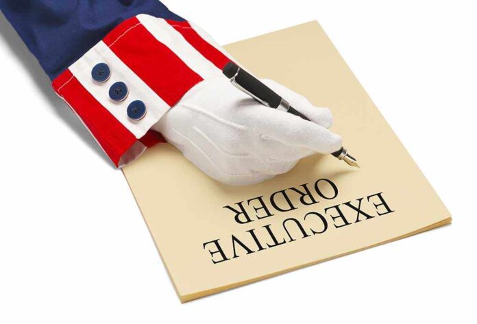 565895674 featured image Gloved hand signing executive order paper note