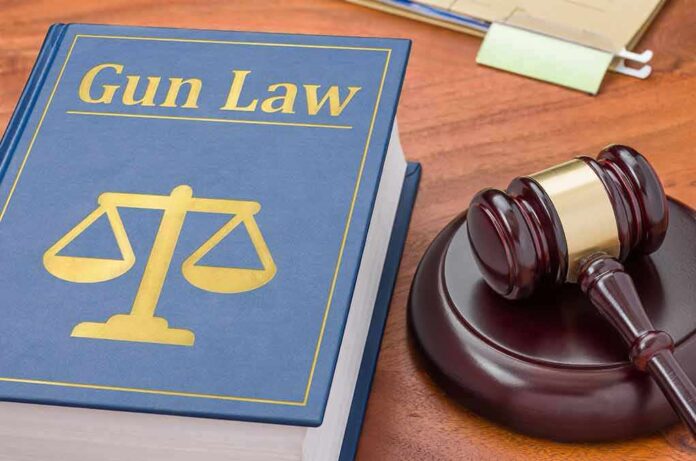 431719843 featured image "Gun Law" book and gavel on wooden desk.