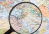 Magnifying glass over the Middle East and Egypt