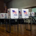 Voting booths set up in a room