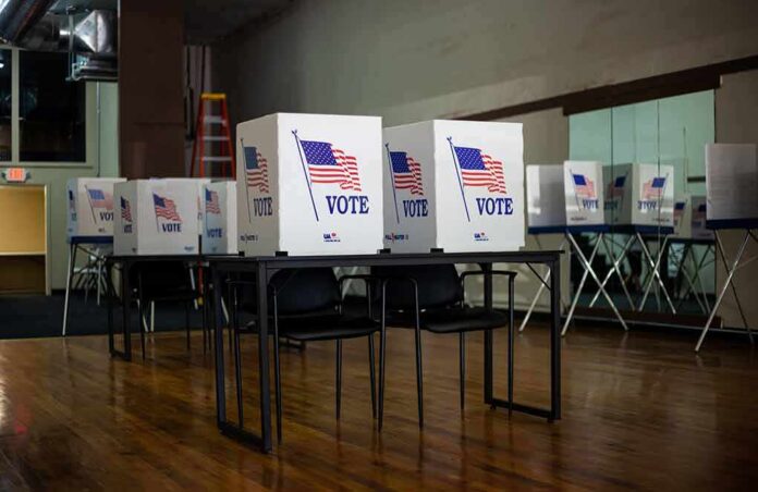 Voting booths set up in a room