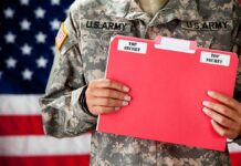 U.S. Army soldier holds a Top Secret folder