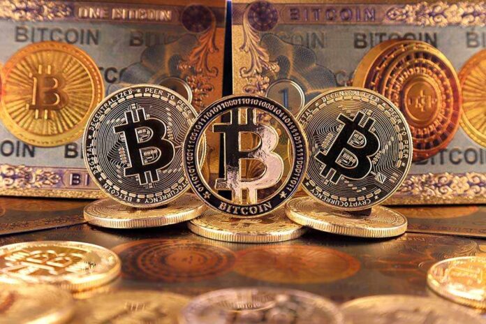 1930952738 featured image Bitcoins and Bitcoin-themed banknotes in various designs