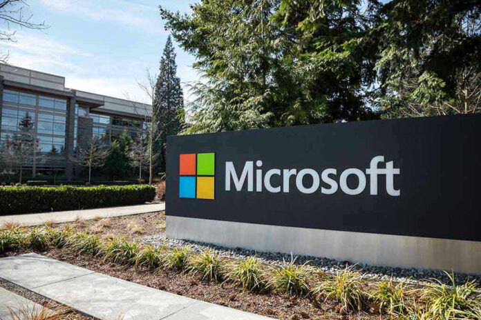 1357496909 Microsoft sign with office buildings and trees