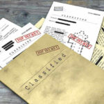 Trump Vaccination Records LEAKED – Cue Speculation Classified documents with Top Secret stamps on wooden surface.