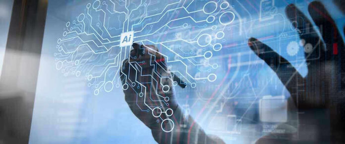 Hand drawing artificial intelligence digital circuit board