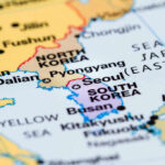 Map showing North and South Korea, Japan, and China.