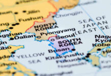 Map showing North and South Korea, Japan, and China.