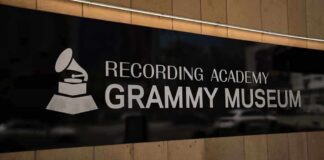 Sign of the Grammy Museum displaying the Recording Academy logo