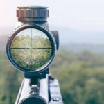 Former TV Host HUNTED Mexicans on Mountain Rifle scope aiming at a distant tree.