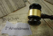 Gavel on US Constitution with Second Amendment text