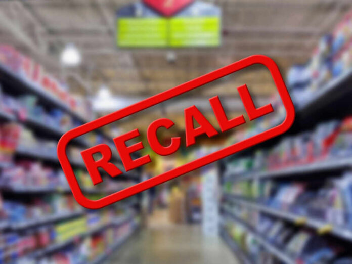Recall warning over blurred grocery store aisle