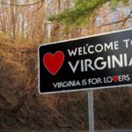 Welcome sign for Virginia with a heart symbol