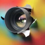 Van Footage BREAKS Jury In Court Camera lens protruding through a colorful background