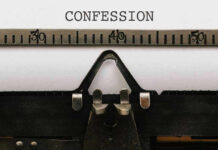 Newsom Aide’s Shocking Fraud CONFESSION Typewriter with CONFESSION on paper.