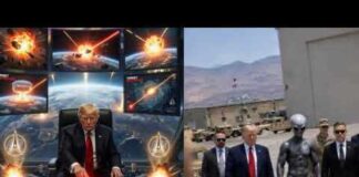 Trump Posts Cryptic Images of Walking with Alien, Pressing RED BUTTON Dropping Nukes from Space