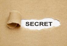 Secret Talks EXPOSED: Trump’s BIG BET on Iran A torn piece of brown paper revealing the word SECRET underneath