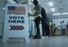 Democrats Face Fresh Identity Crisis After NYC Progressive Sweep Sign reading Vote Here in a polling station.