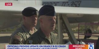 Officials give update on deadly B-52 crash at Edwards Air Force Base