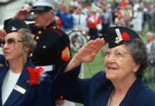 One 103-Year-Old Veteran Reminded America Elderly women in military attire saluting during a veterans ceremony