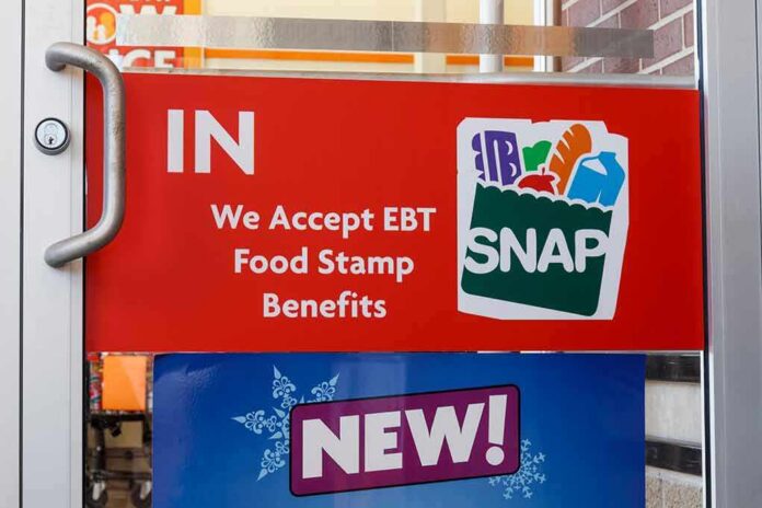 shutterstock_1505479568 store door sign indicating EBT SNAP acceptance