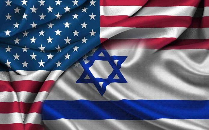 United States and Israel flags overlapping with visible folds