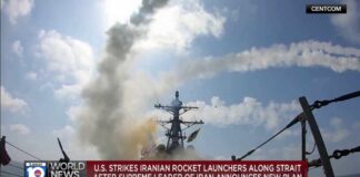 US strikes Iranian rocket launchers on the Strait of Hormuz in first military action in weeks
