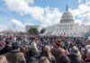 Large crowd gathered in front of the United States Capitol