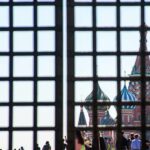 St. Basil's Cathedral seen through a metal grid