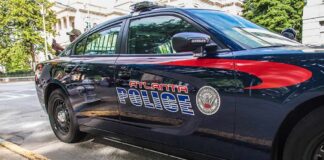 Atlanta police car parked on city street