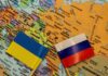 Russia Announces 72-Hour Pause in Kyiv Strikes Ukraine and Russia flags on a map of Eastern Europe
