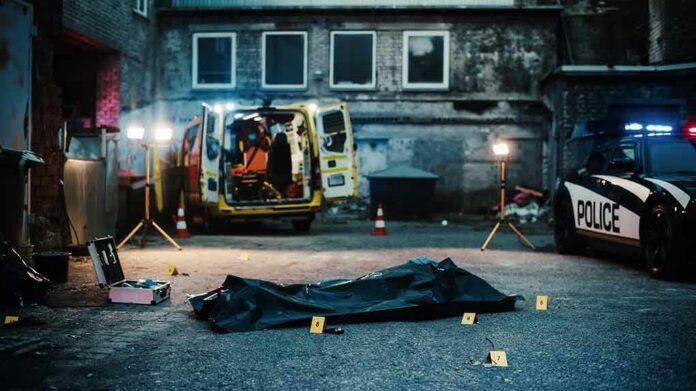 shutterstock_2230645607-2 crime scene with body bag in alley