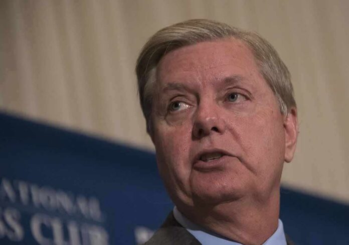 shutterstock_315606860 Lindsey Graham speaking at an event
