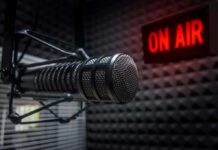 Washington Officials Stand by Current Policy Close-up of a studio microphone with an illuminated on-air sign