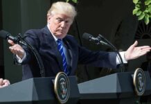 Trump Dangles: Alaska Election Lawsuit Sparks Backlash Donald Trump speaking at dual podiums with arms outstretched