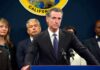 California’s New Laws Could Change Daily Life Gavin Newsom at a podium during a press conference with officials behind him