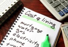 Low Unemployment Masks a Cooling Job Market Budget notebook with cost of living list, calculator, and cash
