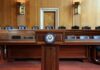 U.S. Senate hearing room podium with microphone