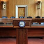 U.S. Senate hearing room podium with microphone